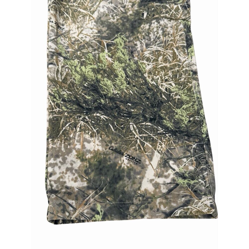 Cabela's Zonz Woodlands Camo Hunting Cargo Pants Mens 40 Adjustable Waist Pocket - Picture 3 of 12